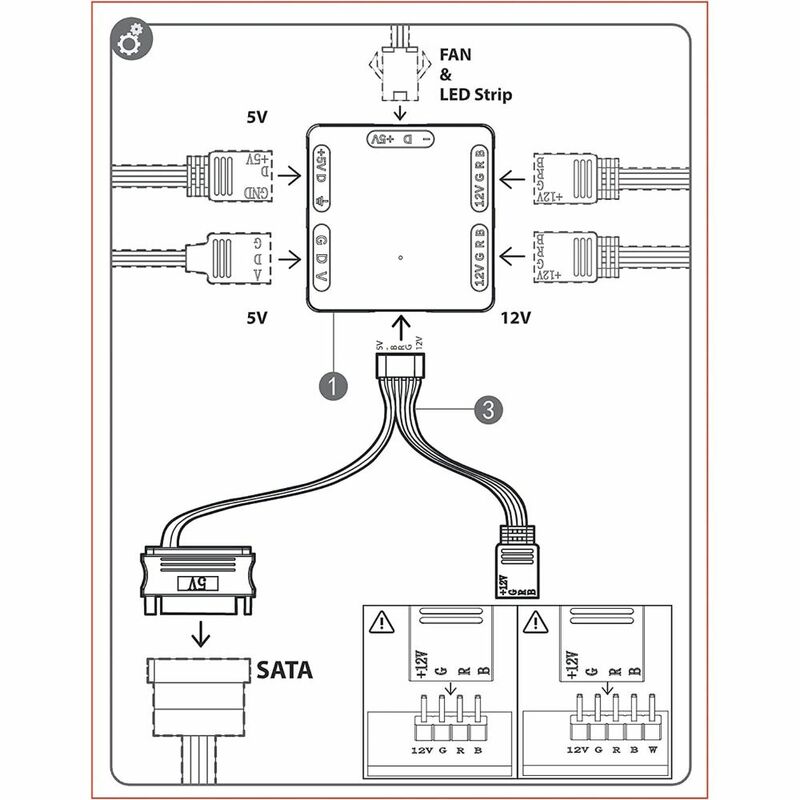ADD-RGB do RGB z kablem zasilającym SATA Płyta główna ARGB do RGB 5V 3-pinowy do 12V 4-pinowy konwerter Koncentrator transferu