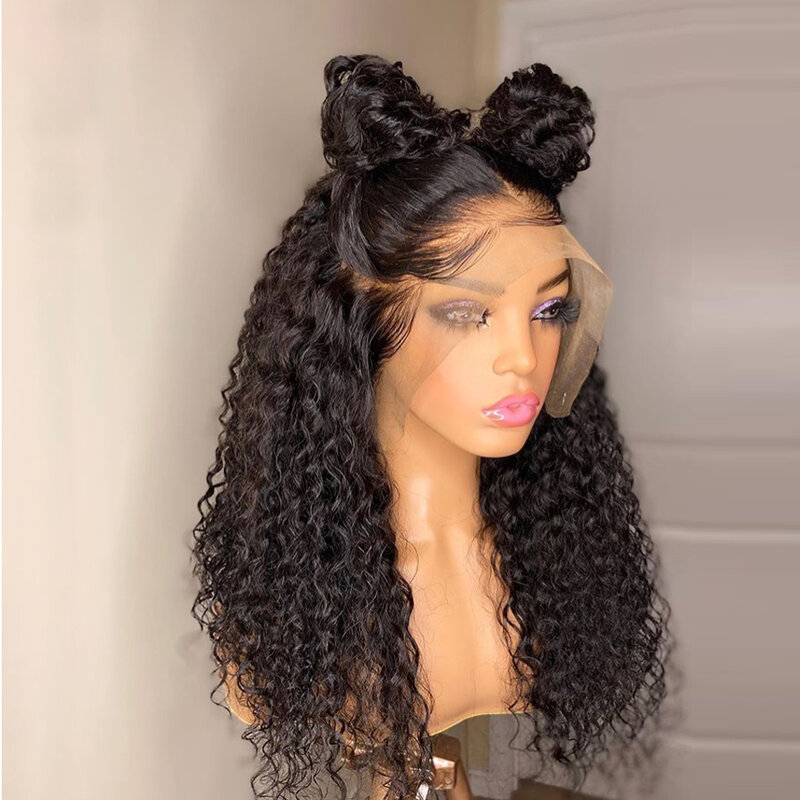 Soft 26“180Density Long Kinky Curly Lace Front Wig For Black Women BabyHair Black Glueless Preplucked Heat Resistant Daily Wig