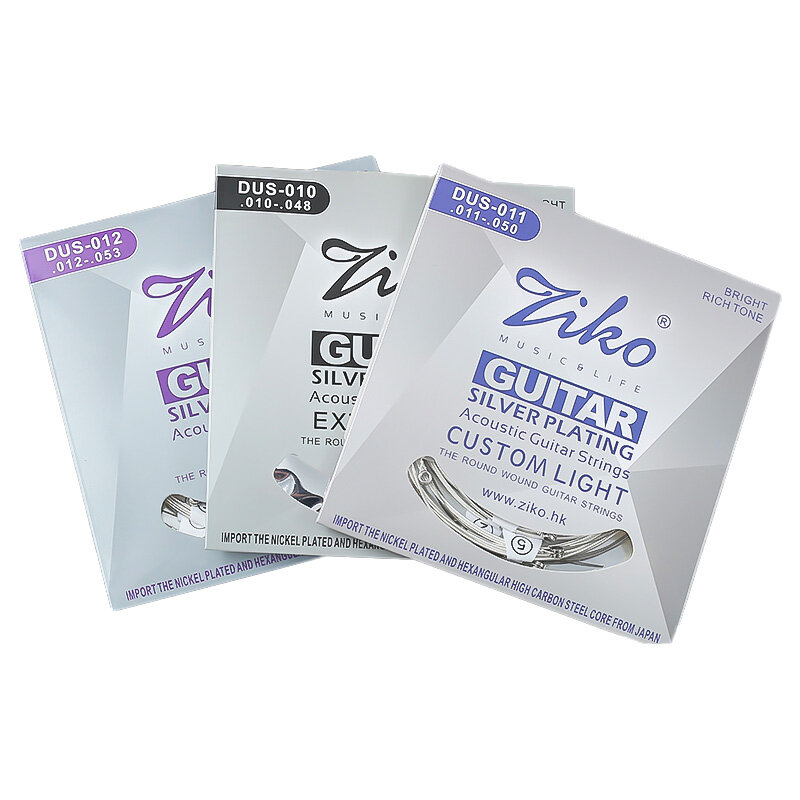 ZIKO Guitar Strings for Acoustic DUS Series 1 Set 010-048 011-052 012-053 Steel Core Silver Plating Wound Guitar Accessories