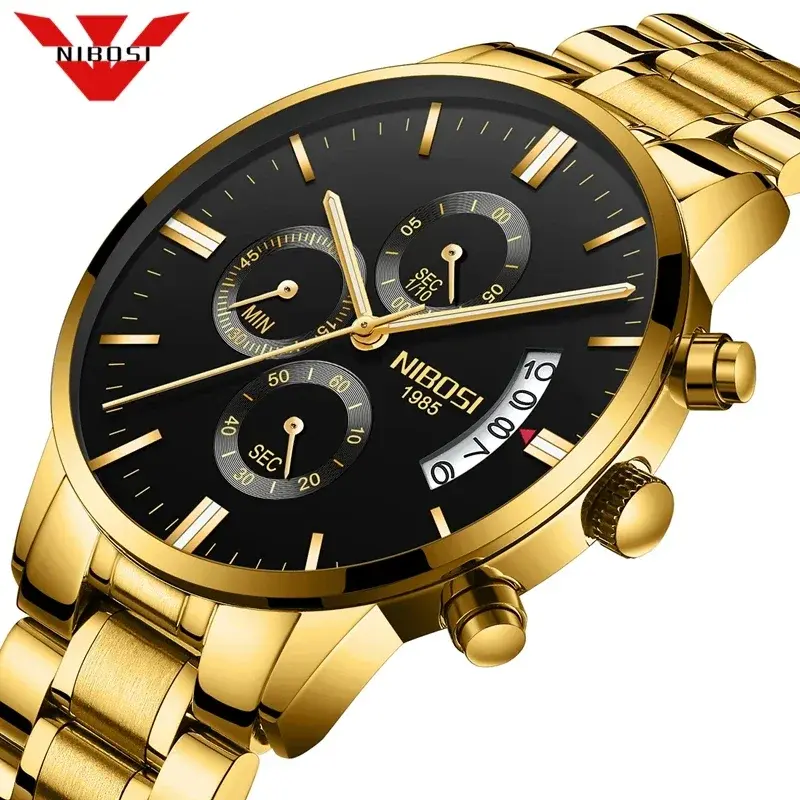 NIBOSI 남성용 밀리터리 쿼츠 손목시계, 럭셔리 탑 브랜드, 유명한 남성 패션, 캐주얼 원피스 시계