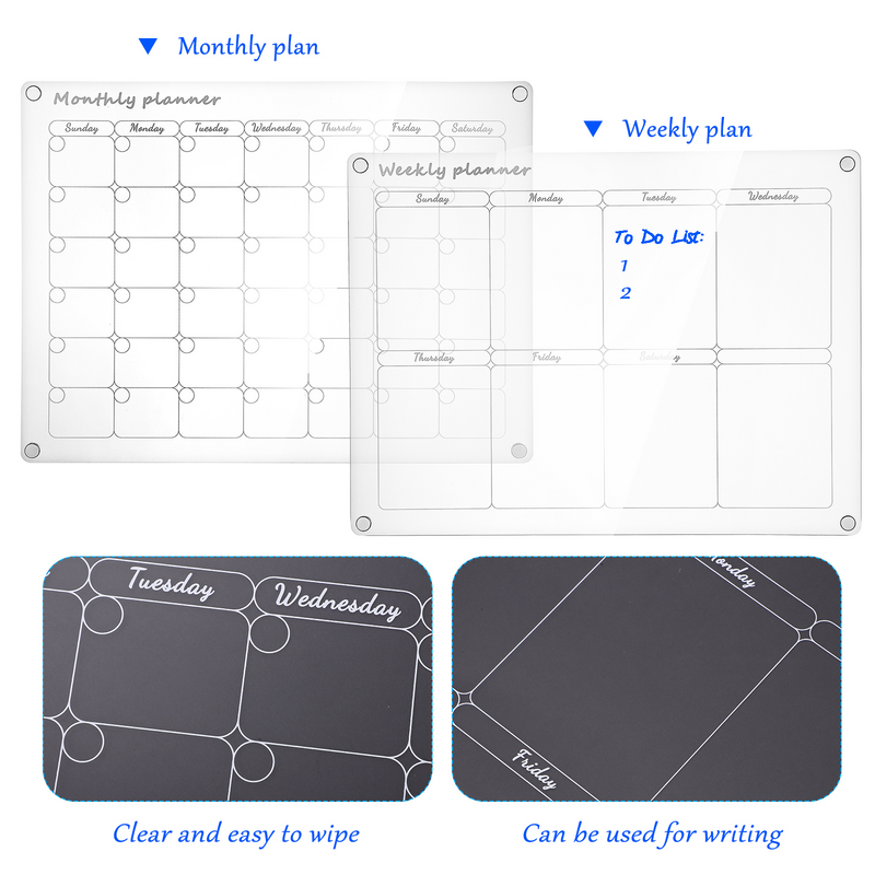 Monthly Weekly Schedule Planner Boards Acrylic Writing Board Erasable Wall Mounted Calendar Whiteboard