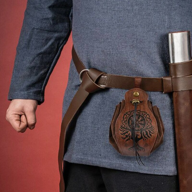 Poudres de sac de pièces de monnaie rétro pour hommes et femmes, mini sac Viking médiéval, accessoires de costume LARP Cosplay