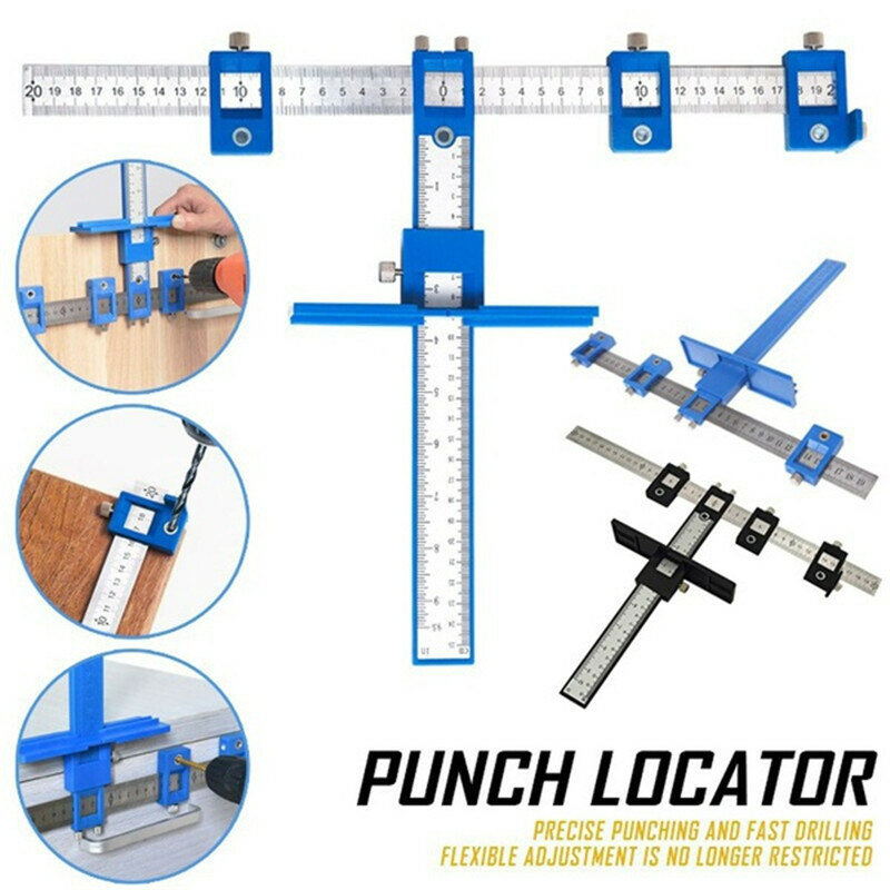 Upgrade Drill Guide Punch Locator Installation Ruler Tool Hole Punch Jig Tool Center Drill Bit for Woodworking