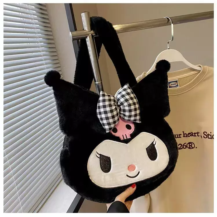 Sanrio Plush Cinnamoroll Melody Kuromi Women Tote Handbags Shoulder Bags Fashion Female Messenger Bags Purses Gifts 2024