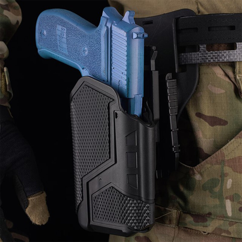 Sarung taktis Universal, sarung pistol tangan kanan X300 dengan Kit sistem QLS pelepasan cepat, sarung sabuk berburu Airsoft yang dapat disesuaikan