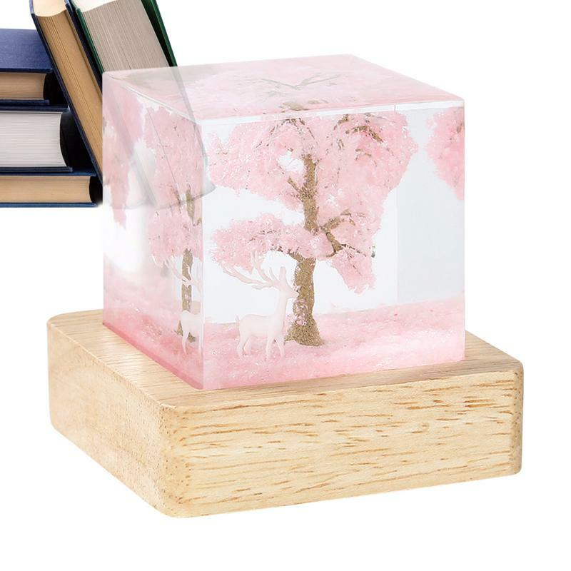 Bedside Night Lamp Figure Exquisite White Deer USB Lamp With Cherry Blossom Party Supplies For Nursery Bedroom Living Room