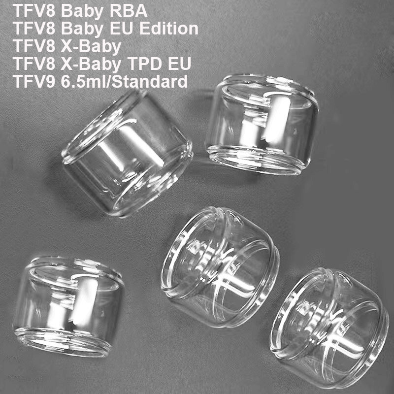 5 buah tabung kaca gelembung untuk TFV8 BABY RBA edisi EU TFV8 x-baby TPD EU TFV9 tangki standar EU edisi standar 6.5ml wadah tangki kaca