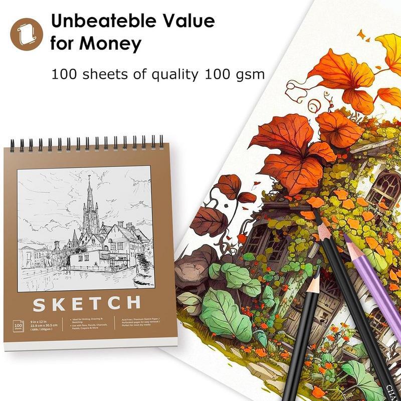 Buku sketsa untuk menggambar 100 lembar kertas gambar buku sketsa menebal buku gambar multifungsi kreatif profesional