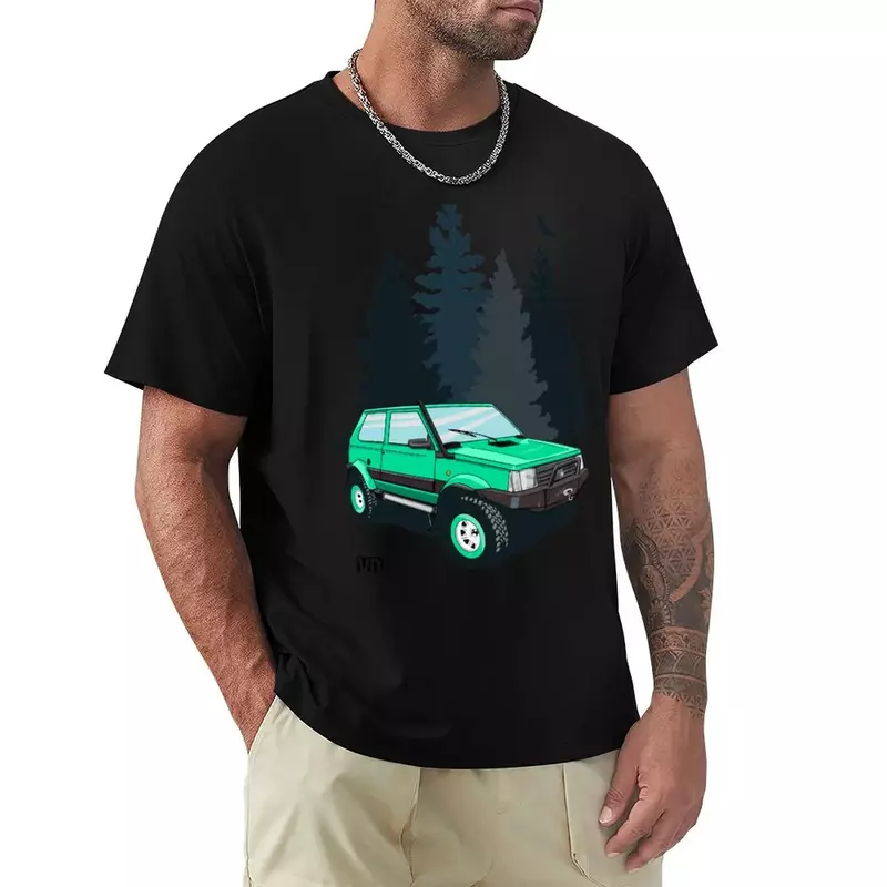 T-shirt imprimé panda vert pour homme, surdimensionné, avec impression d'animal