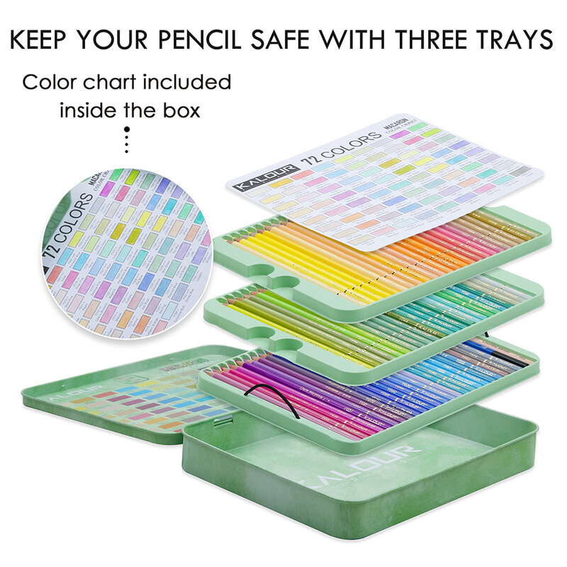 KALOUR-Ensemble de Crayons de Couleur Pastel Doux pour Croquis, Kit de Crayons Macaron pour Peintre, Fournitures d'Art, Cadeau, 50/70 Pièces