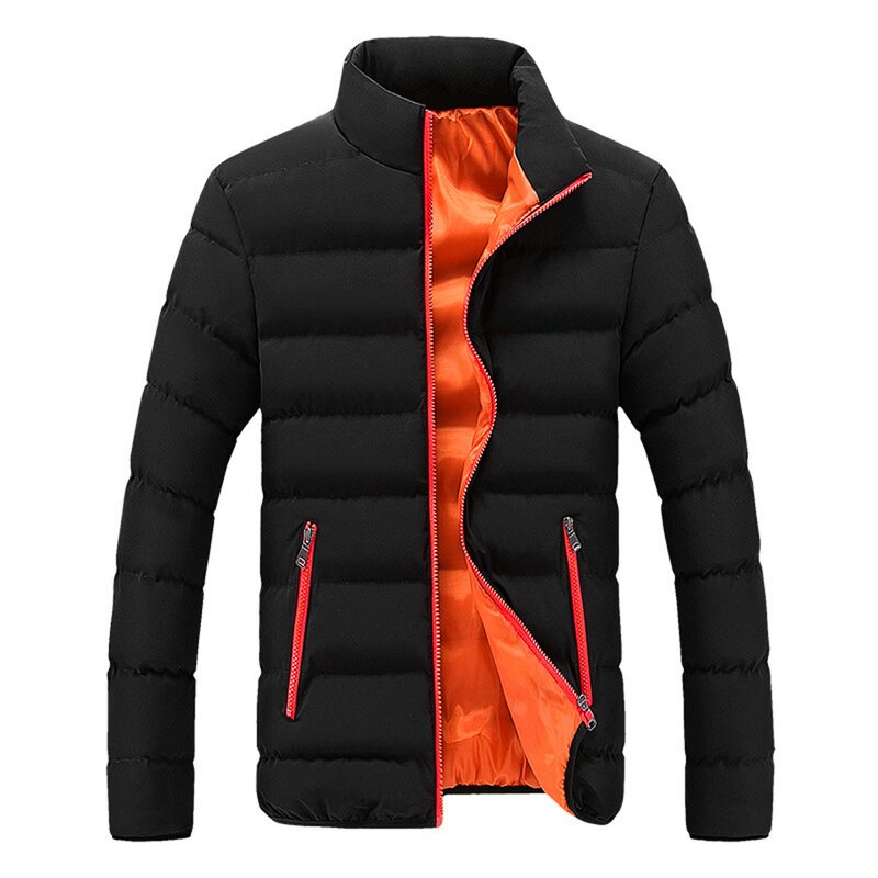 Новая Толстая Мужская парка, куртки, теплая зимняя хлопковая подкладка, повседневная мужская верхняя одежда, пальто, однотонная мужская ветровка с воротником-стойкой