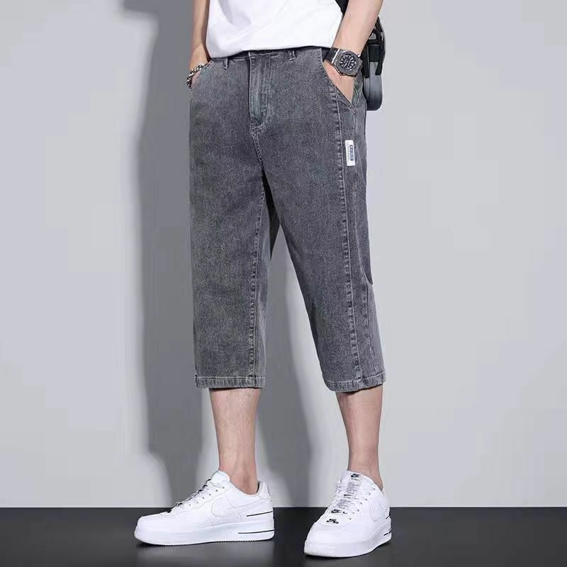 2024 nuovo minimalista confortevole marca estate tinta unita sottile tasca da uomo cerniera moda Casual sciolto pantaloncini di jeans dritti
