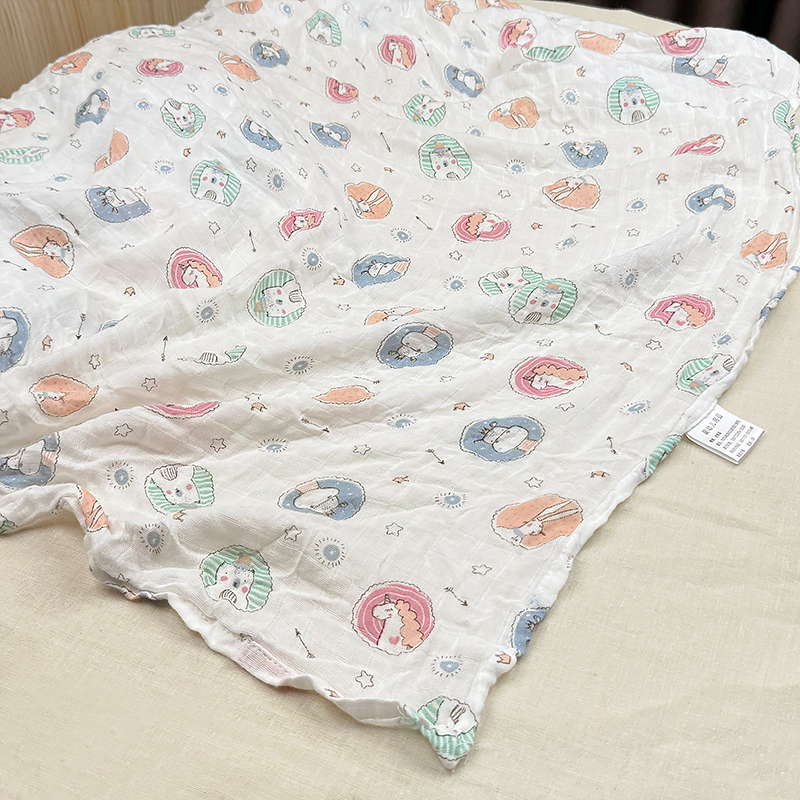 ผ้าใยไผ่ผ้ามัสลิน120x110ซม. ผ้าผ้าเช็ดตัวอาบน้ำเด็กทารก selimut Bayi Baru lahir นุ่มผ้ากอซห่อตัวทารกถุงนอน