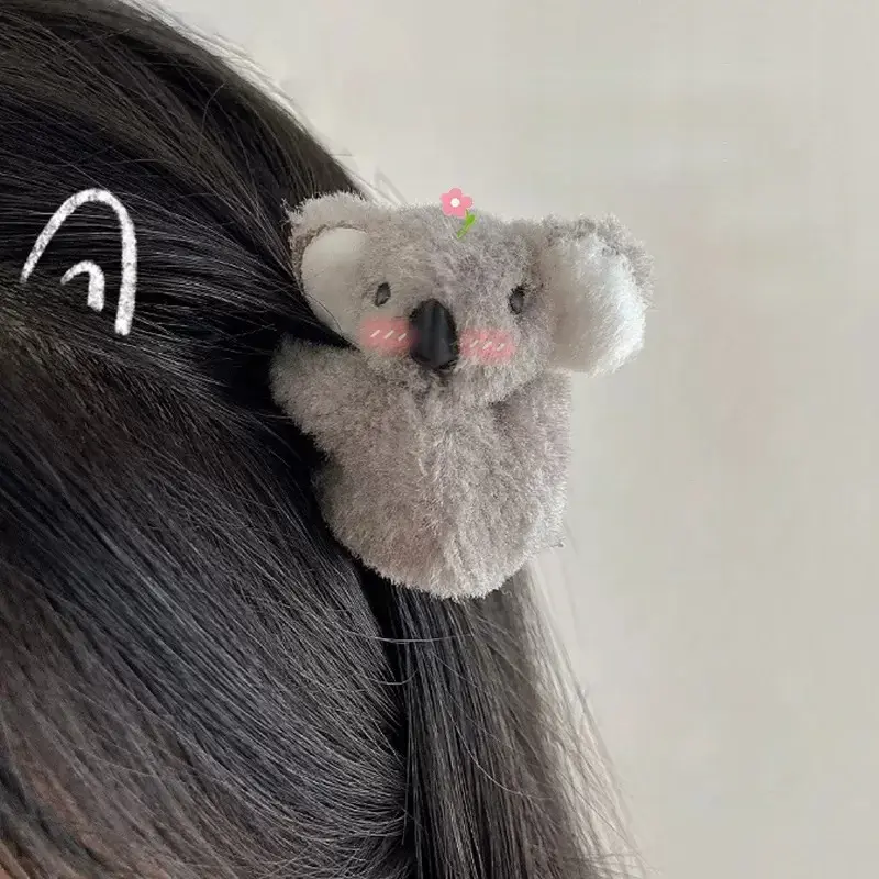 Cute Plush Animal Claw Clip para crianças, Soft Shark Hair Clips, Bangs Ponytail, Bear Hairpin, Headwear para meninas, outono e inverno
