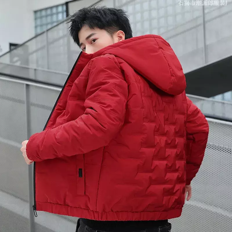 2023 koreańska męska bawełniana kurtka jesienno-zimowa ładna nowa zagęszczona puchowa kurtka bawełniana bawełniana kurtka z kapturem