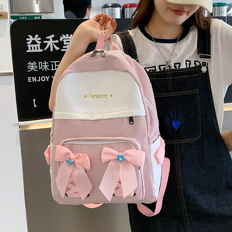 Nova moda faculdade meninas mochila portátil bonito saco de escola lona das mulheres kawaii bookbag feminino ombro viagem
