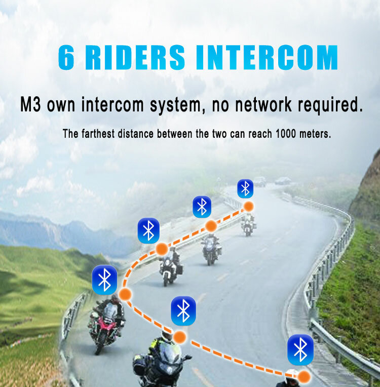 Maxto-M3 Capacete de motocicleta, Interphone emparelhamento universal, fone de ouvido Bluetooth, lente Sony, gravador de vídeo WiFi, Bluetooth, DVR