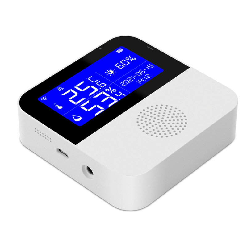 Bezprzewodowy czujnik temperatury i wilgotności czujnik alarmowy zegar zdalny Monitoring inteligentny termometr detektor z wyświetlaczem LCD