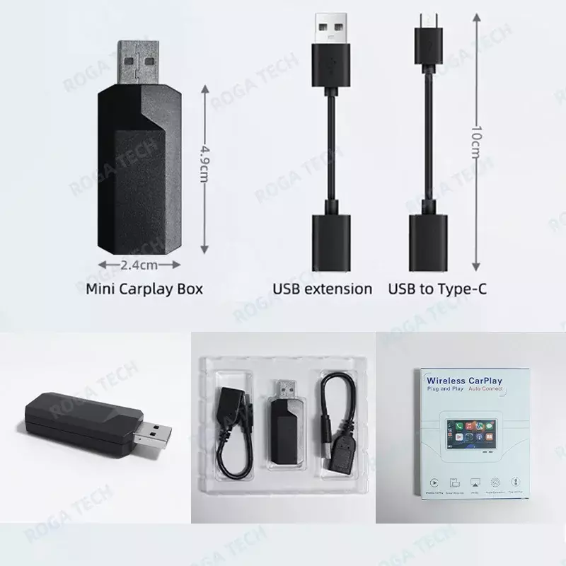 Mini mobil kotak AI untuk Apple Carplay adaptor nirkabel mobil OEM kabel CarPlay ke Wireless CarPlay USB Dongle Plug and Play Playaibox