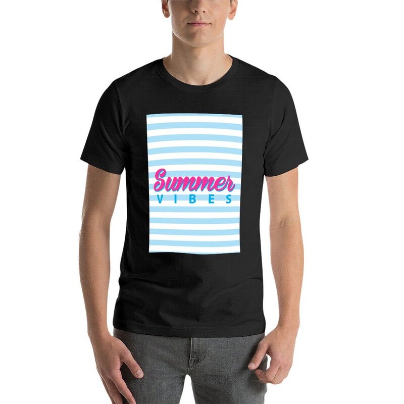Летняя стильная футболка Summe Vibes, топы, тяжелые футболки с коротким рукавом, футболки из хлопка для мужчин