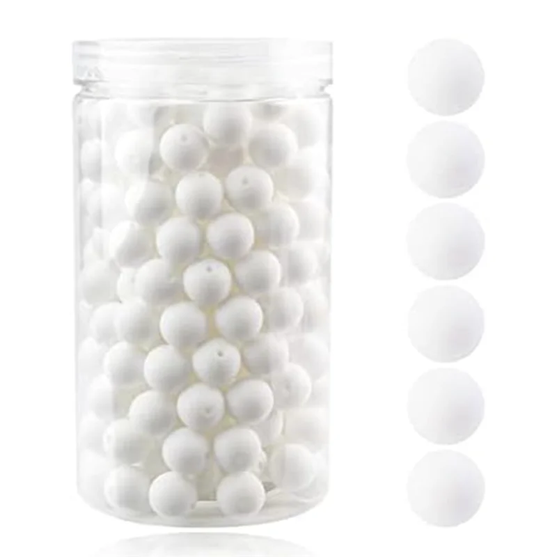 Perles Rondes en Silicone de 15mm en Vrac, pour Collier, Bracelet, Lanière, Porte-clés, Cadre A, 105 Pièces