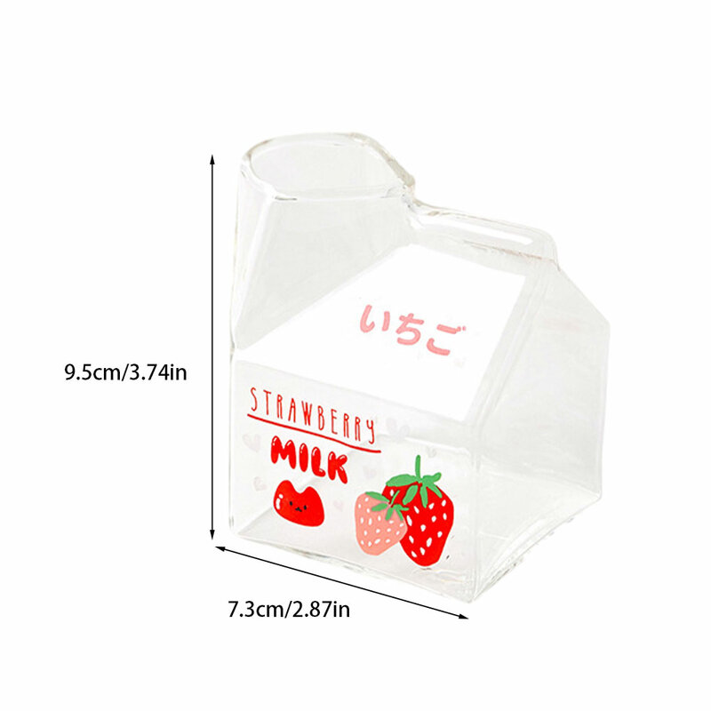300MLTransparent Square Milk Box Glass Cup Microwave Oven Can Heat Creative Home Kitchen Tableware Supplies Japanese Style