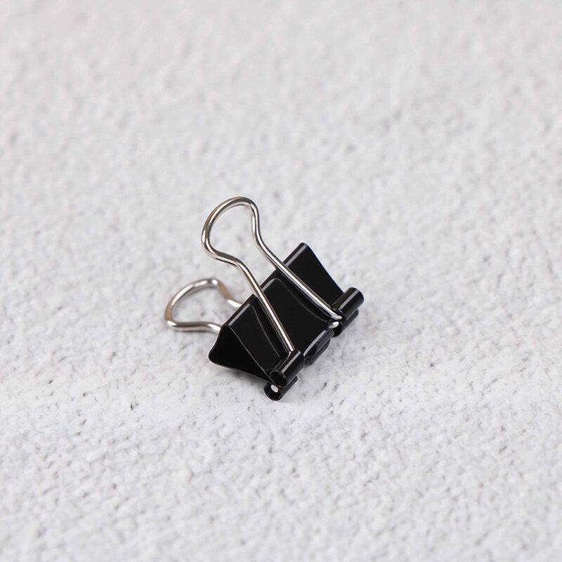 12Pcs Black Metal Binder Clips File Paper Clip Photo Stationary Office Supplies