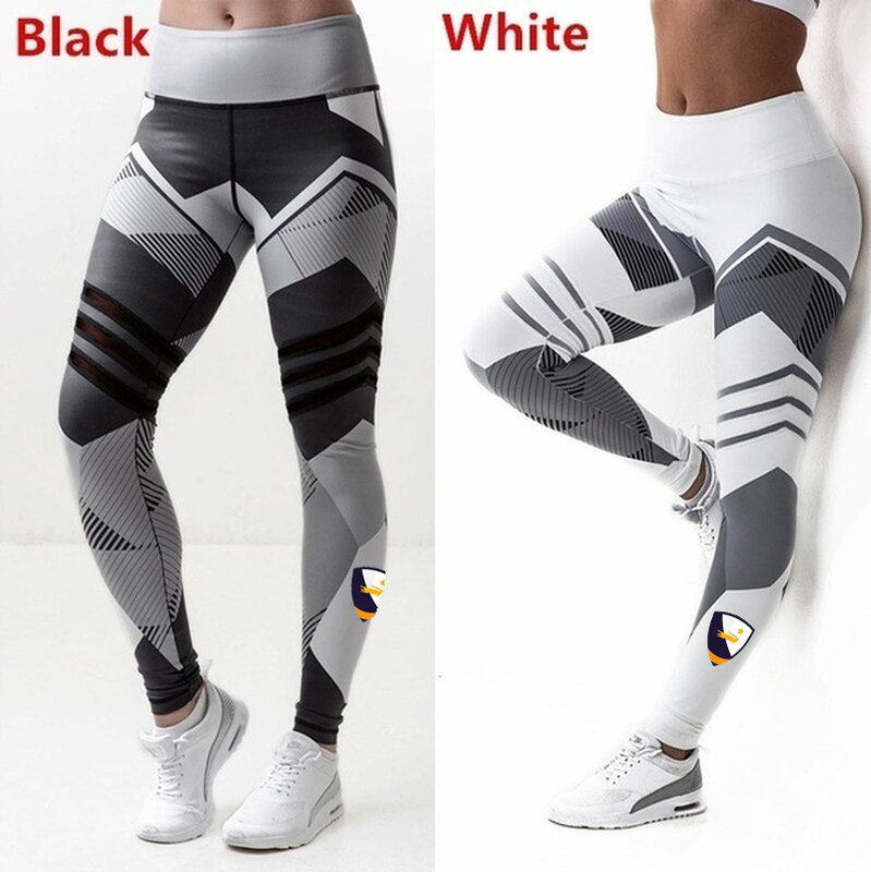 Druk marki hddhhh geometryczny wzór legginsy sportowe spodnie dla kobiet seksowny, obcisły spodnie do fitnessu ćwiczeń mody