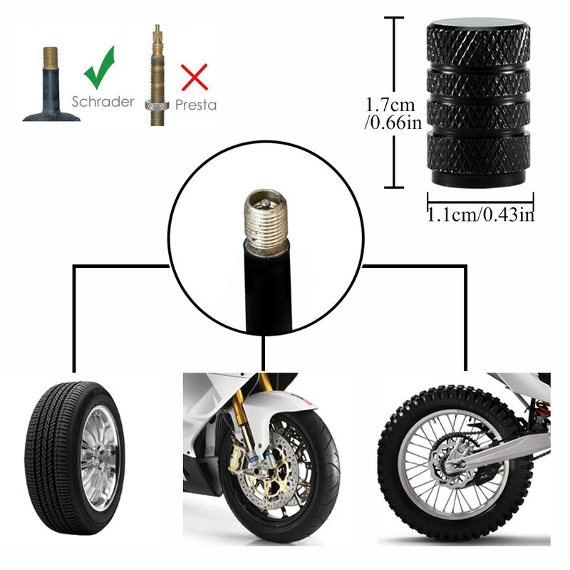 Tapas de válvula de vástago de neumático de aleación de aluminio, tapas a prueba de polvo, tapas de válvula de aire de vástago de rueda de neumático para automóviles, motocicletas, camiones, bicicletas