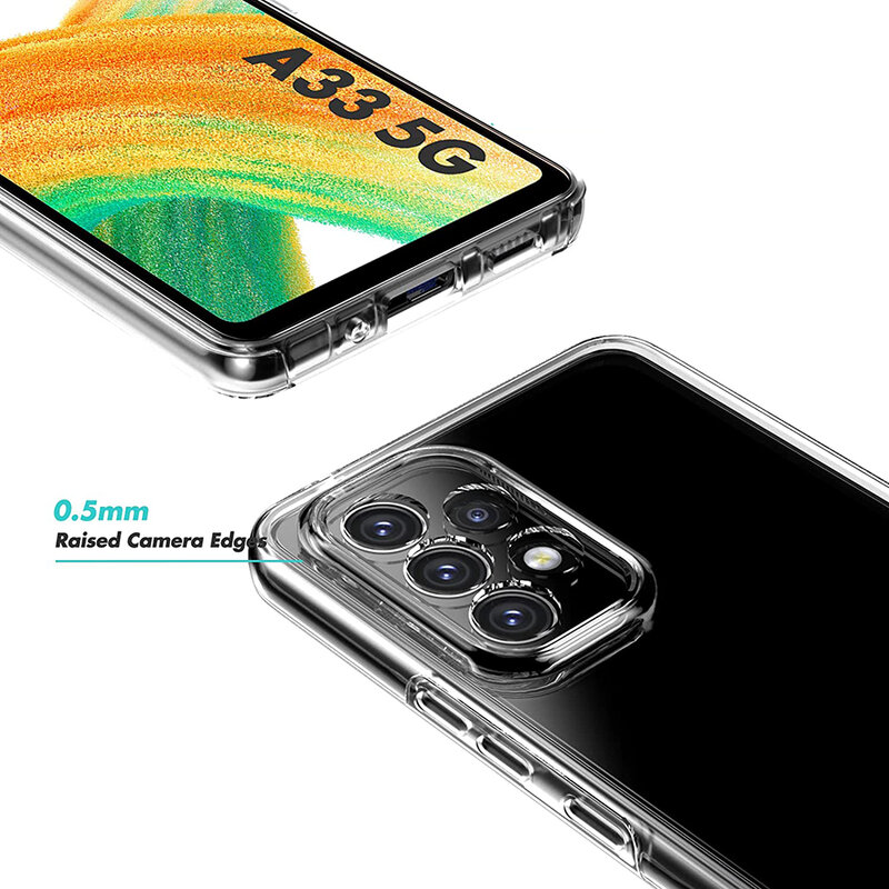 Silikonowe etui na telefon komórkowy Samsung Galaxy, pełne pokrycie 360 °, do modeli A53, A73, A33, A13, A52, A72, A32, A22, A12, A51, A71, A70, A50, A50, przezroczyste, hybrydowe, twarde etui z poliwęglanu