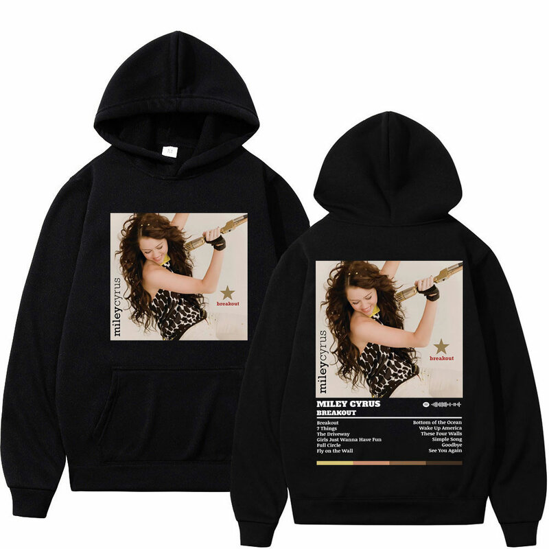 Heiße Sängerin Miley Cyrus Musik album gedruckt Hoodie Herren Damen hochwertige Fleece Sweatshirts Street Fashion Trend Pullover