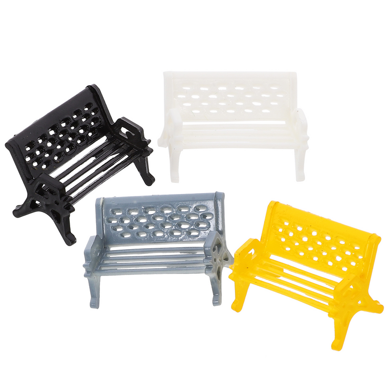 Plastic Bench Model Decor, Decorações Mini Cadeira, Móveis Bonitos, Foto Props, Ornamentos Realistas, 4 Pcs