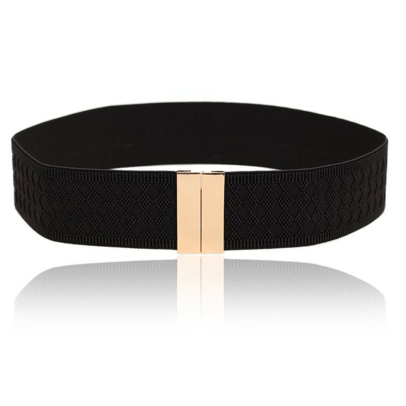 Cinturilla elástica para mujer, cinturón ancho con hebilla dorada, faja femenina en color negro y blanco, regalos de decoración para vestido, novedad