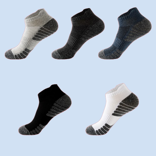 Calcetines tobilleros para correr para hombre y mujer, medias deportivas de corte bajo, transpirables, acolchadas, lote de 5 pares