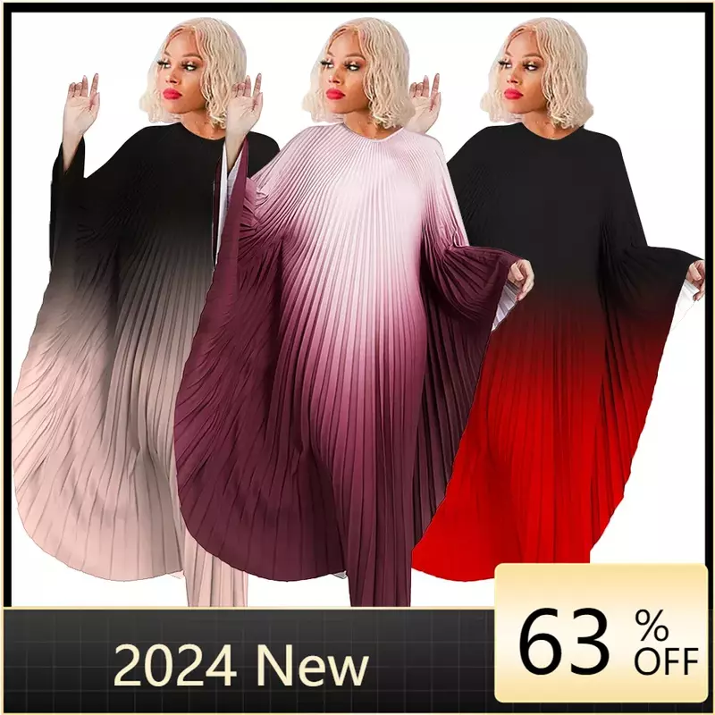 Robe de soirée plissée chauve-souris pour femmes, élégante et belle, sexy, grande taille 4XL, vente en gros, livraison directe