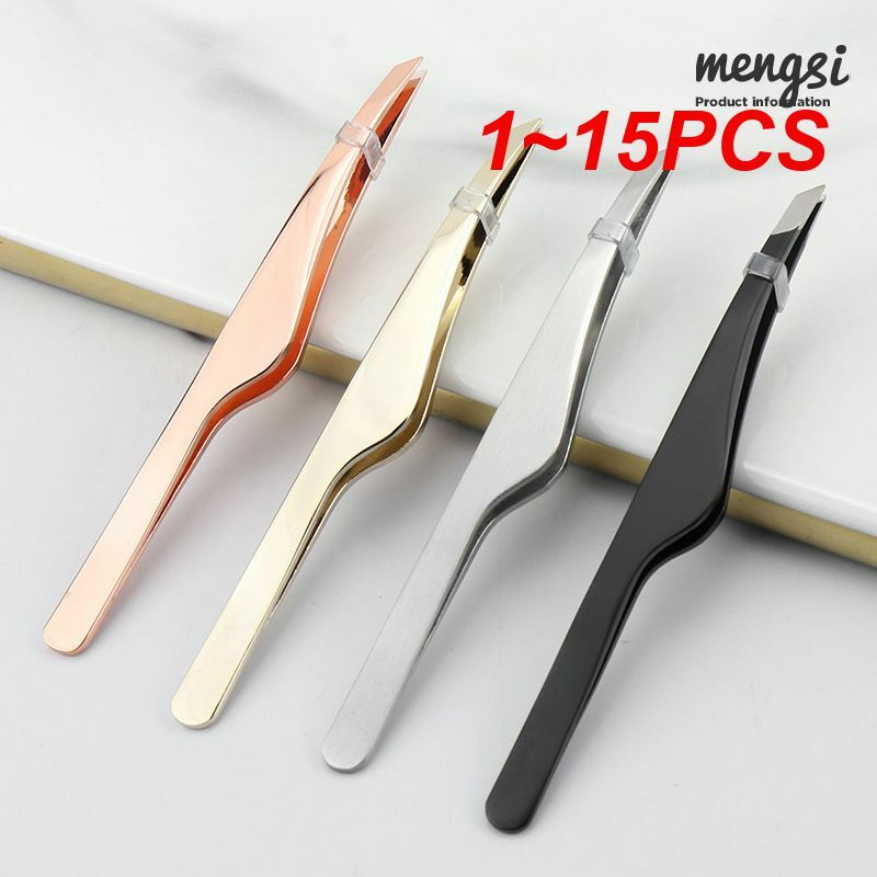 1~15PCS Stainless Steel Eyebrow Curlers Eyelashes Double Eyelid Stickers Makeup Eyebrows Oblique Mouth Tweezers Eyebrow Pliers
