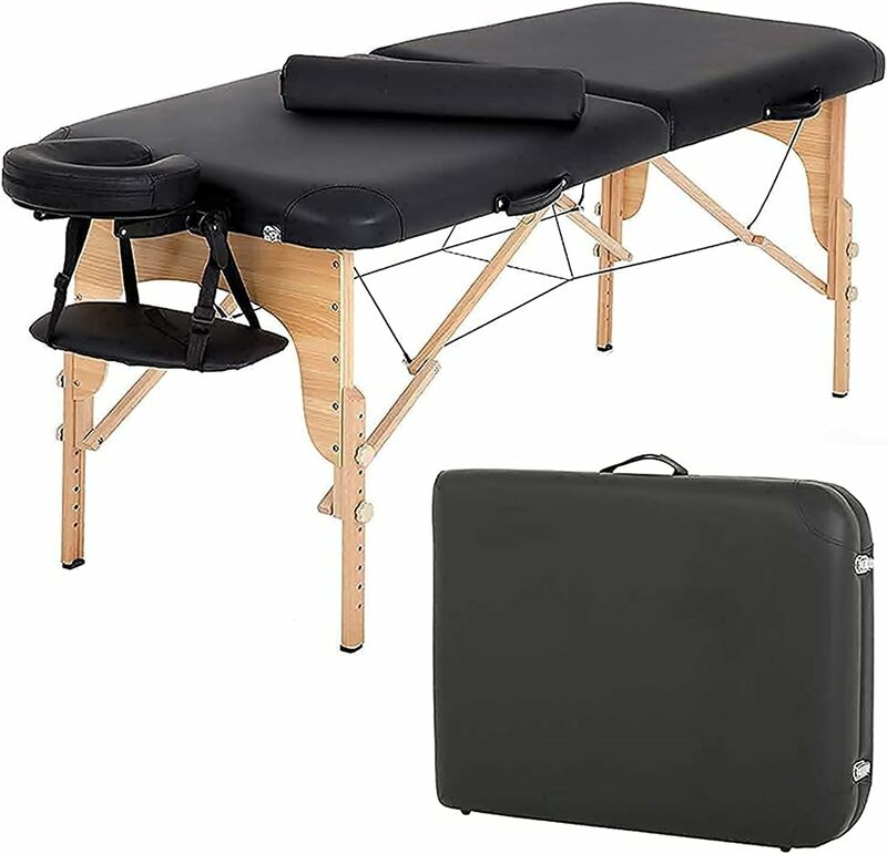 휴대용 마사지 테이블 마사지 침대, 스파 침대, 73 인치 긴 높이 조절 가능, 시트 크래들 볼스터 포함, 휴대용 2 폴드