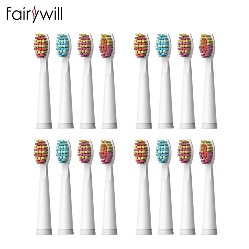 Kepala sikat gigi elektrik pengganti kepala sikat gigi cocok untuk Fairywill 507 508 917 959 551 sikat gigi 16 buah (4 Pak)