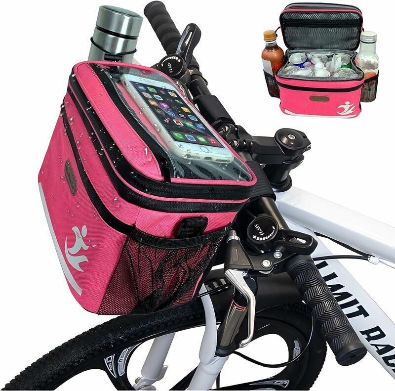 Sac de guidon de vélo avec support de téléphone à écran tactile, sac de vélo de montagne, sac d'équitation Ebike, cadeau pour les amateurs de cyclisme en plein air, 6L