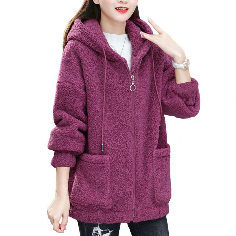 Casaco de lã de manga comprida feminino, casaco de inverno, resistente ao desgaste