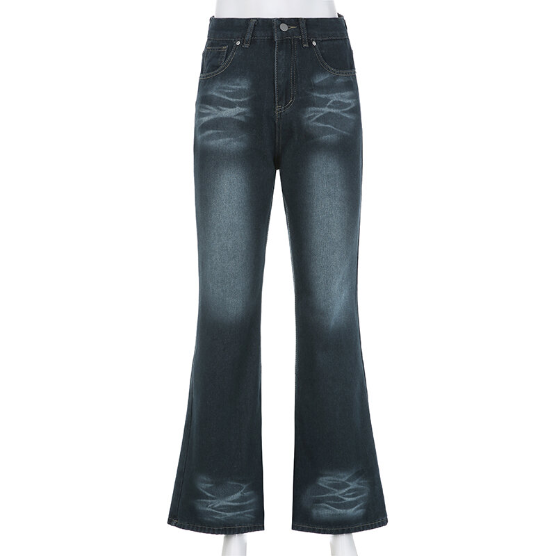 Suchcute coreano vintage tie-tingido jeans feminino casual streetwear cintura alta alargamento calças fairycore estilo denims baggy calças primavera