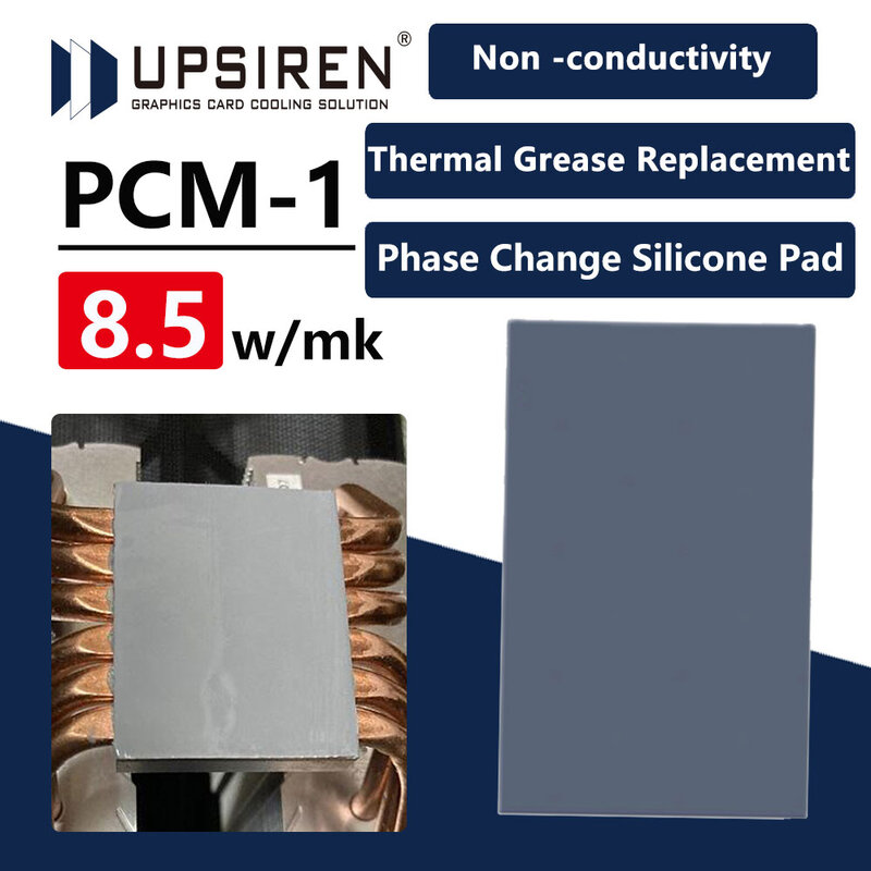 UPSIREN-almohadilla PCM de reemplazo de grasa térmica para PCM-1, almohadilla de silicona sólida para cambio de fase, 80x80 PCM