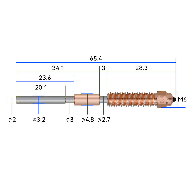 Bico de cobre e titânio tudo-em-um para impressora 3D, alto fluxo atualizado, K1C, K1 Max, Ender-3, V3, 0.4mm, 0.6mm, 0.8mm, K1C