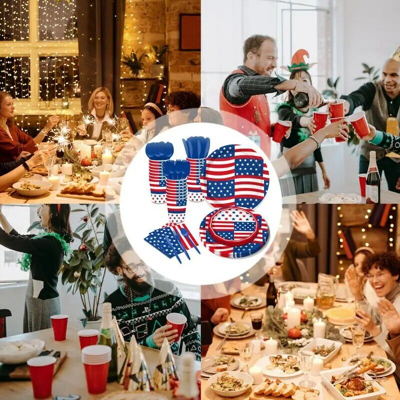 4年のjuyパーティー用品、愛国心が強いボール、装飾用品、全国日のテーブルクロス、プレート、ナプキン、マグカップ