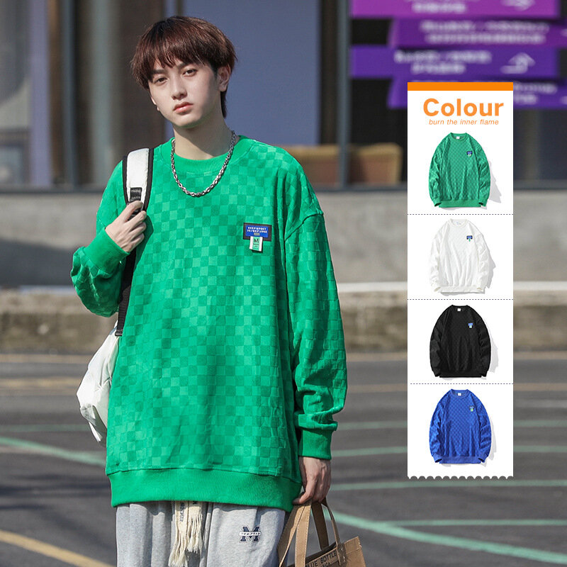 Men Sweatshirts 2022 New Arrive Spring And Autumn Student Male Clothing Fashion Chequer Teenager Boy Korean Style Hot Sale H47