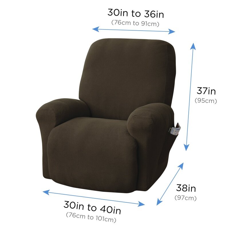 Funda de tela elástica para sillón reclinable, 4 piezas, color marrón