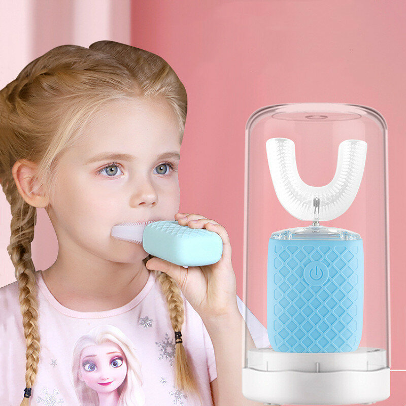 Spazzolino elettrico sonico tipo U testa in silicone adulti bambini spazzolino da denti automatico intelligente a 360 gradi sbiancamento dei denti ricaricabile