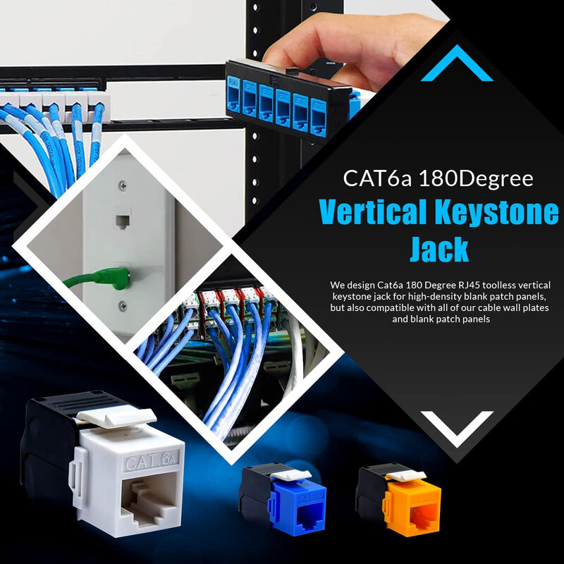 ZoeRax 1PCS Cat8 Cat7 Cat6a RJ45 Keystone Jack | 180 Degree UTP Toolless Termination Female Jack | Network Ethernet Adapter