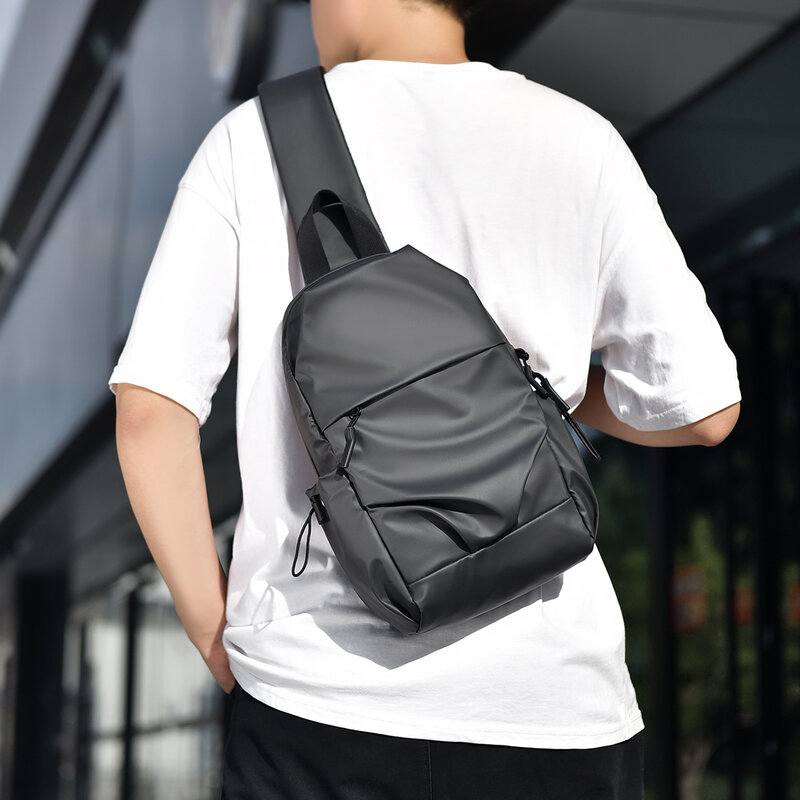 New Simple Casual Men's Lightweight Nylon Cloth Sports Chest Bag Fashion Versatile Commuting Single Shoulder Storage Bags