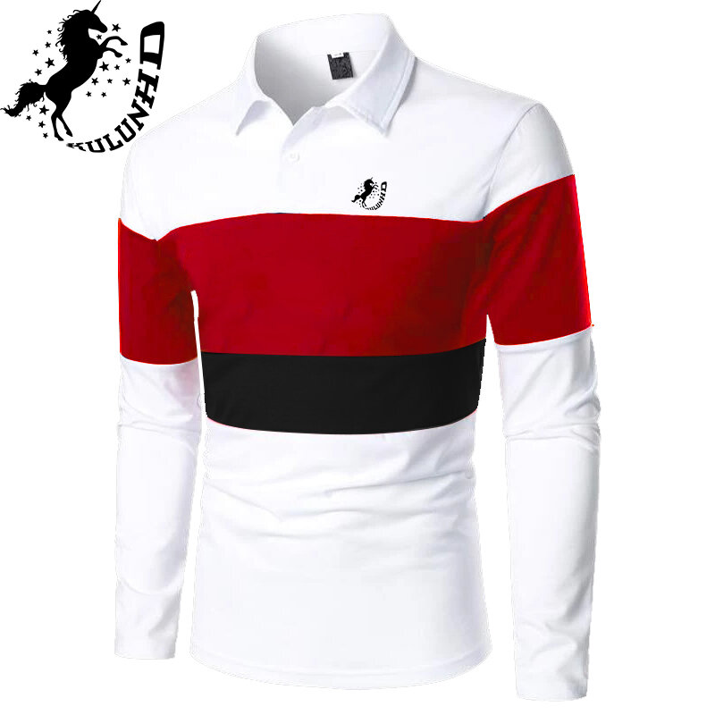 Mode Männer Frühling und Herbst Langarm Polo-Shirt für Männer